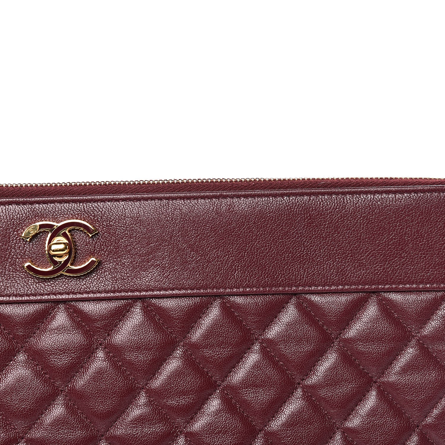 Chanel Sheepskin Quilted Large Vintage Mademoiselle Cosmetic Case Burgundy 13 of 14