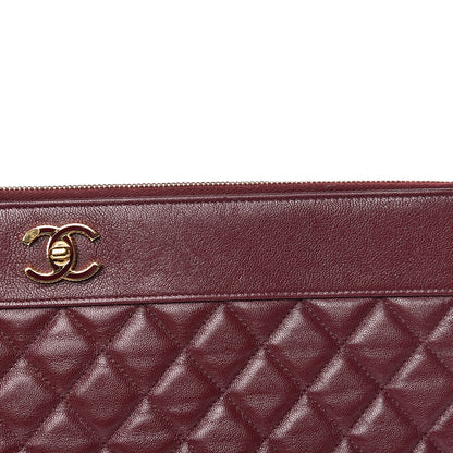 Chanel Sheepskin Quilted Large Vintage Mademoiselle Cosmetic Case Burgundy 13 of 14