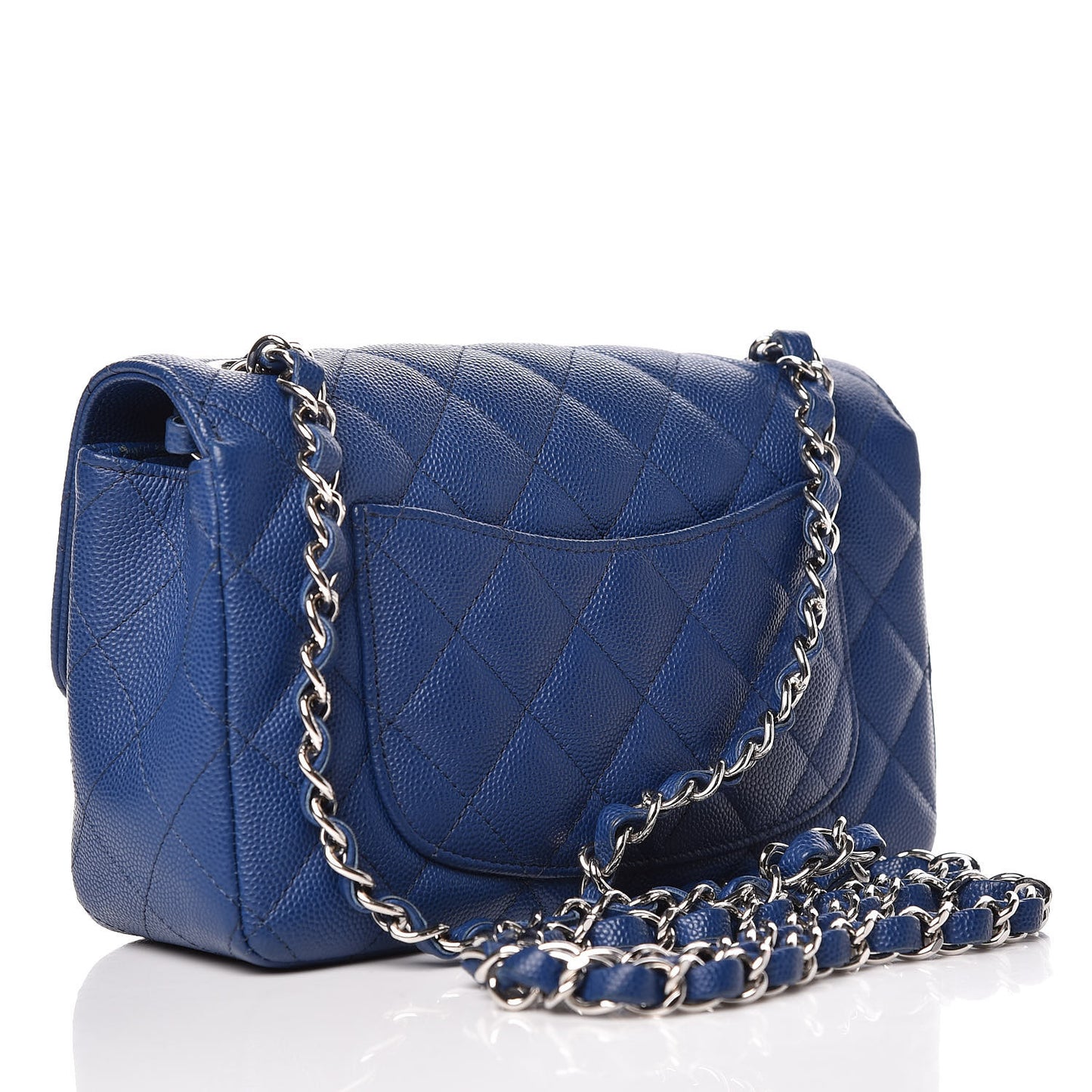 Caviar Quilted Mini Rectangular Flap Dark Blue