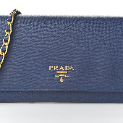 Prada Saffiano Metal Oro Chain Wallet Bleuette 9 of 9