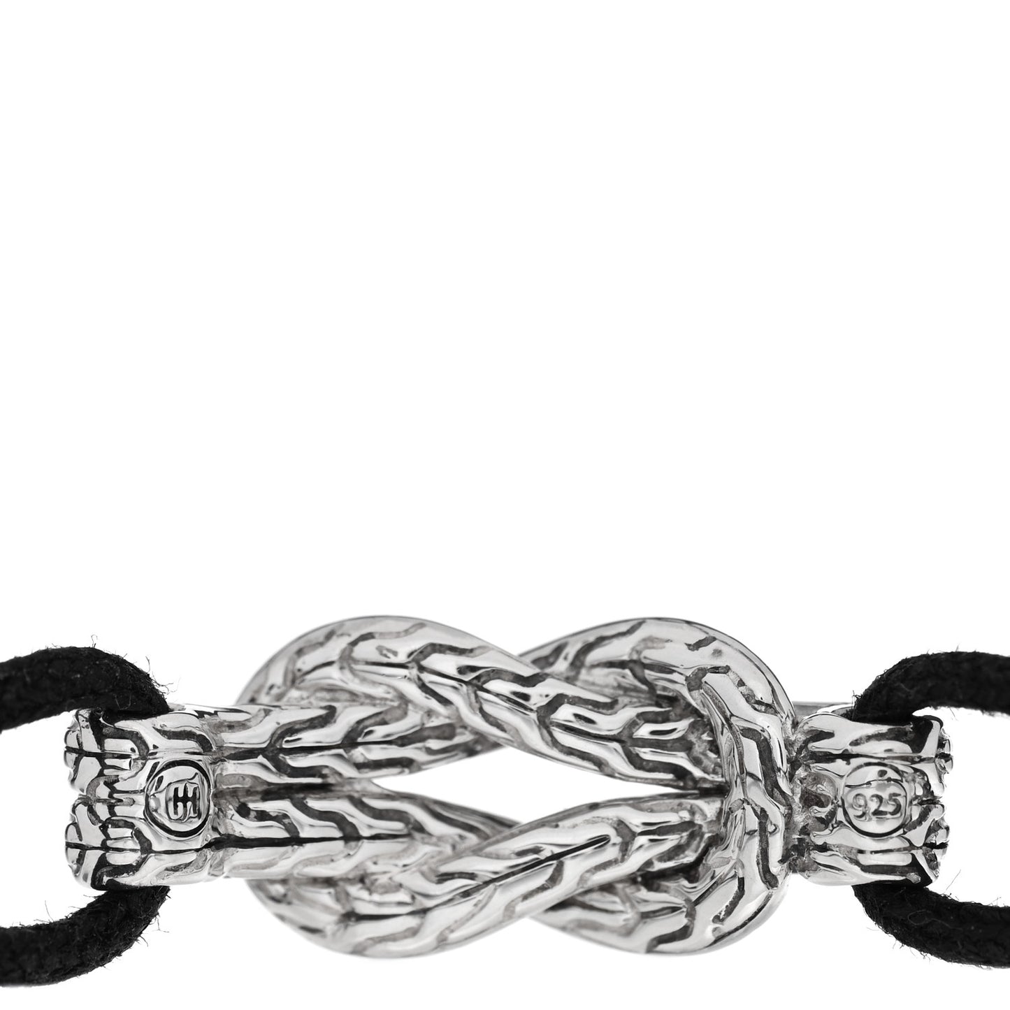 Sterling Silver Diamond Love Knot Cord Bracelet Black