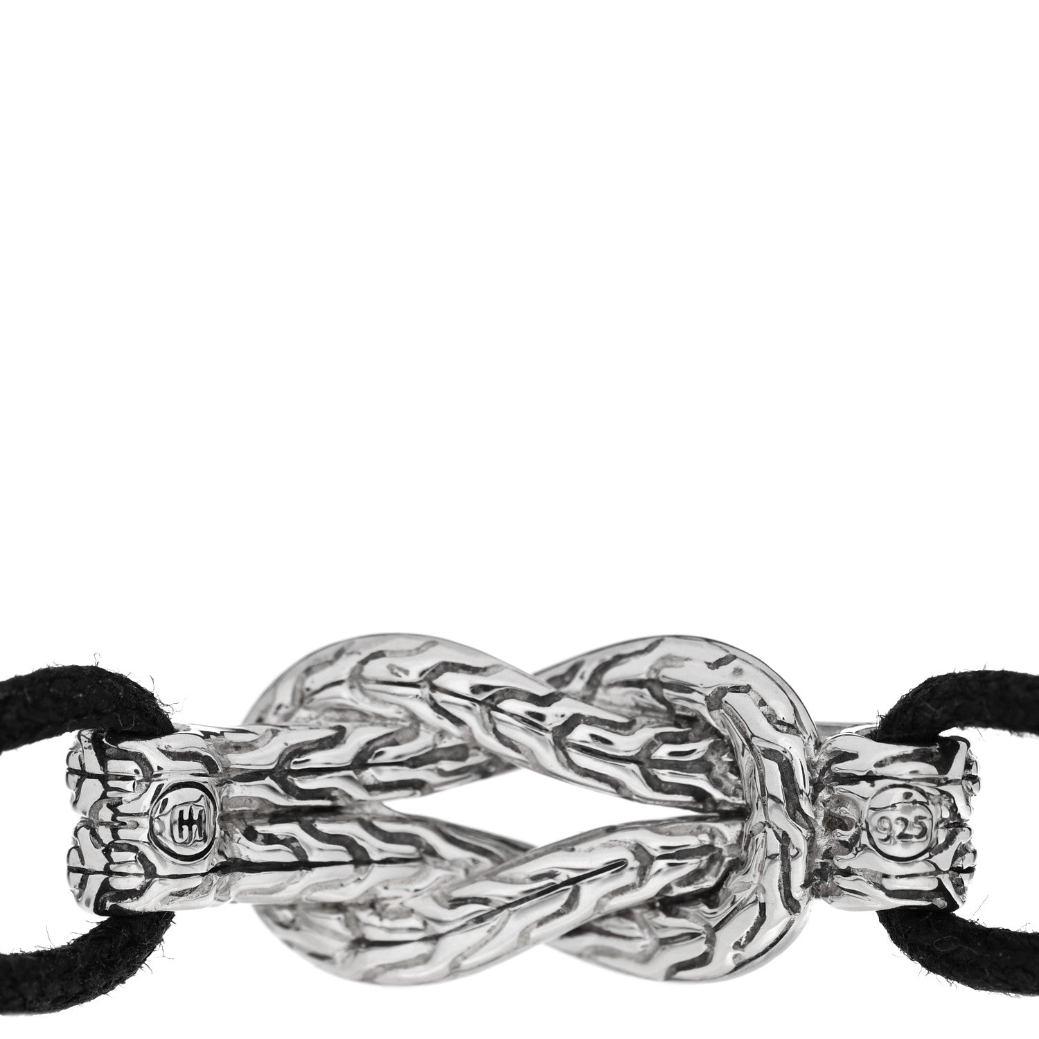 John Hardy Sterling Silver Diamond Love Knot Cord Bracelet Black 3 of 4