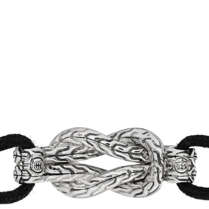 John Hardy Sterling Silver Diamond Love Knot Cord Bracelet Black 3 of 4
