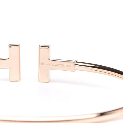 Tiffany 18K Rose Gold Diamond T Wire Bracelet 4 of 5