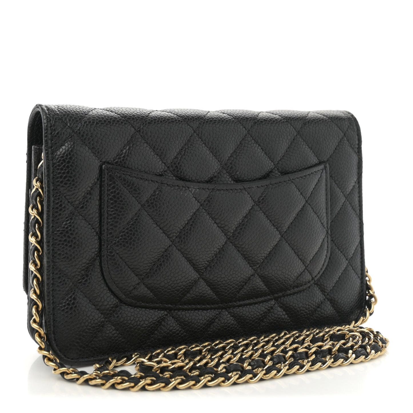 Caviar Quilted Wallet on Chain WOC Black