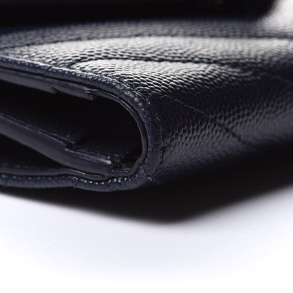 Saint Laurent Grain De Poudre Matelasse Chevron Small Monogram Envelope Wallet Deep Marine 7 of 12