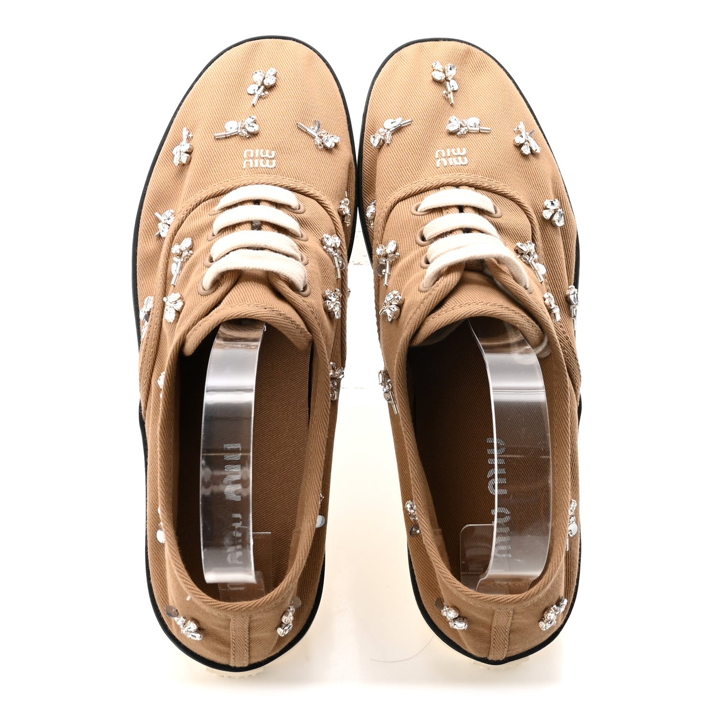 Embroidered Canvas Drill Sneakers 39 Malt Beige