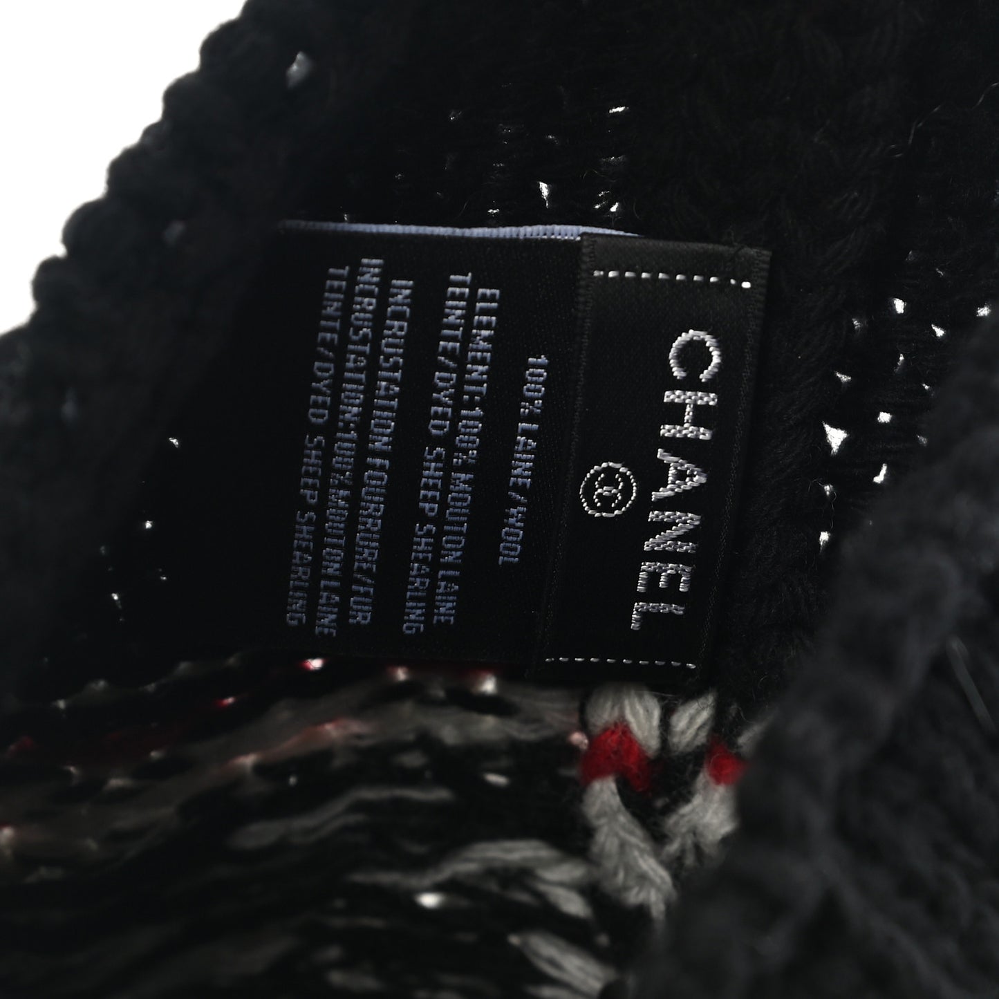 Wool Shearling CC Beanie Hat Black Multicolor