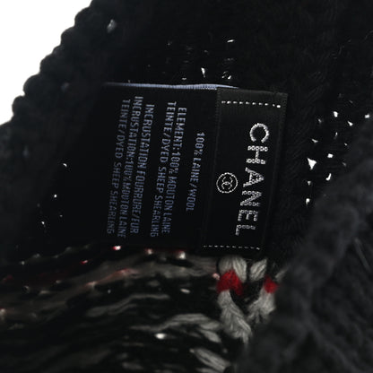 Chanel Wool Shearling CC Beanie Hat Black Multicolor 5 of 5