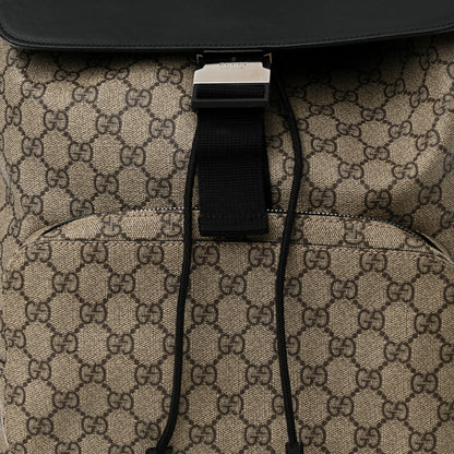 Gucci GG Supreme Monogram Single Buckle Backpack Beige Black 8 of 12