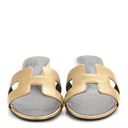 Hermes Metallic Goatskin Oasis Sandals 39 Dore 3 of 10