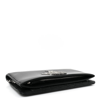 Chanel Lambskin Strass Crystal Peace Sign Emoji Fold Over Clutch Black 4 of 15