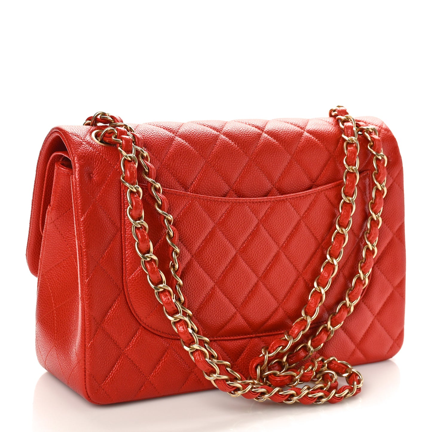 Pearly Caviar Quilted Jumbo Double Flap Orange