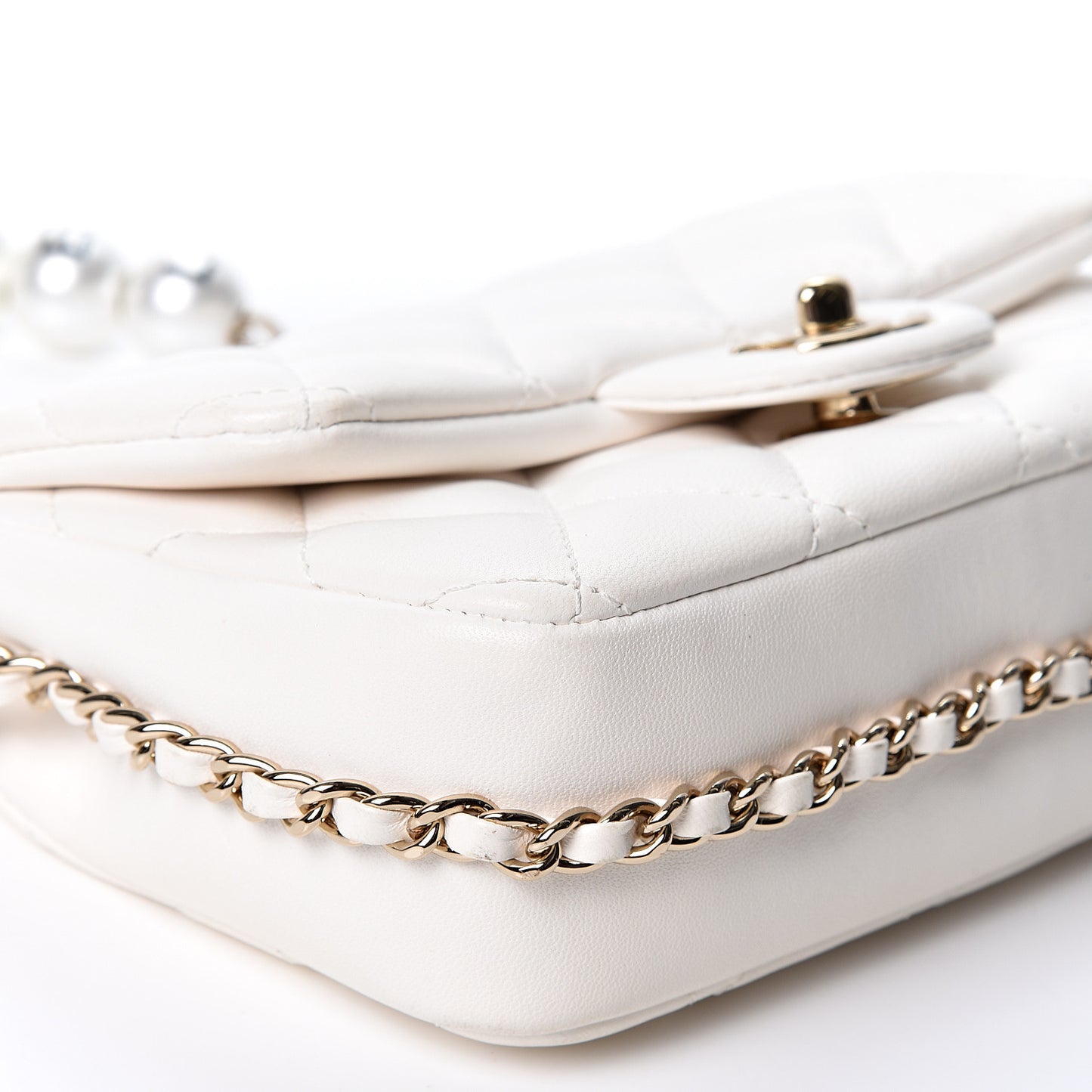 Lambskin Quilted Mini My Precious Flap White