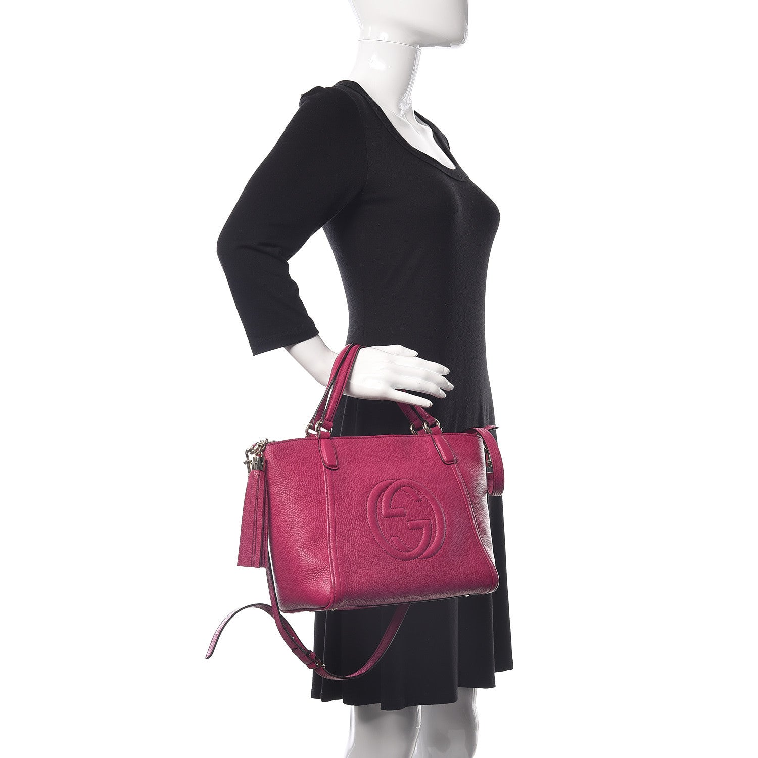 Gucci Pebbled Calfskin Small Soho Top Handle Bag Bright Bougainvillea 2 of 10
