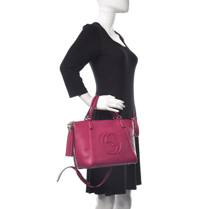 Gucci Pebbled Calfskin Small Soho Top Handle Bag Bright Bougainvillea 2 of 10
