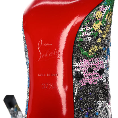 Christian Louboutin Paillette Splash So Kate Booty 85 Ankle Boots 37.5 Silver Multicolor 6 of 11