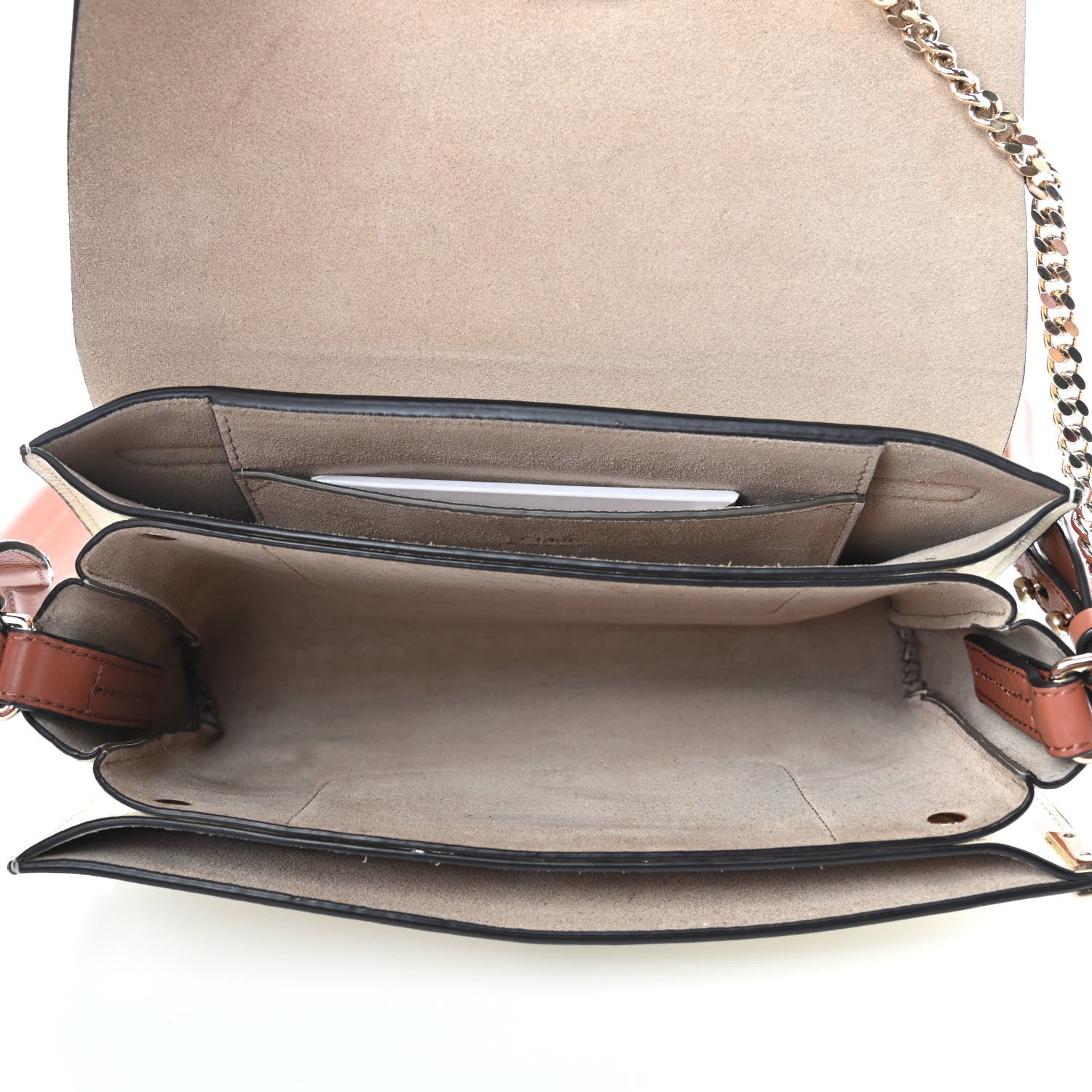 Chloe Calfskin Small Colorblock Faye Shoulder Bag Brown White 5 of 9