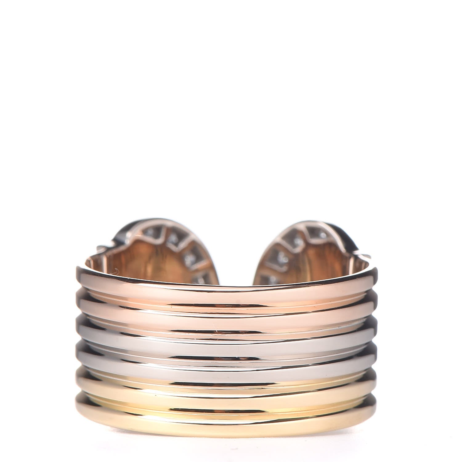 Cartier 18K Pink Yellow White Gold Diamond C De Ring 56 7 3 of 7