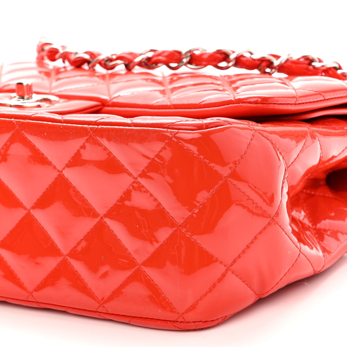 Patent Quilted Jumbo Double Flap Red