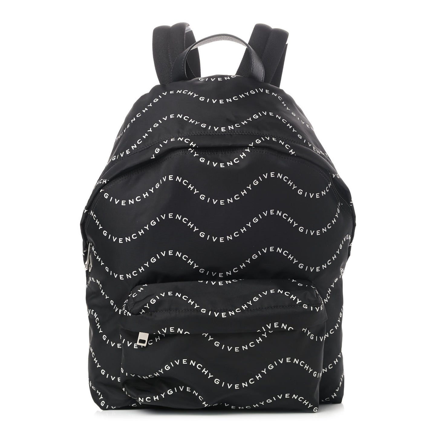 Nylon Waves Print Urban Backpack Black White