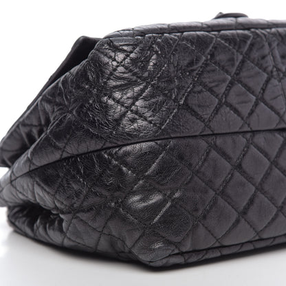 Chanel Metallic Aged Calfskin Quilted Reissue 2.55 Accordion Flap Black 8 of 13