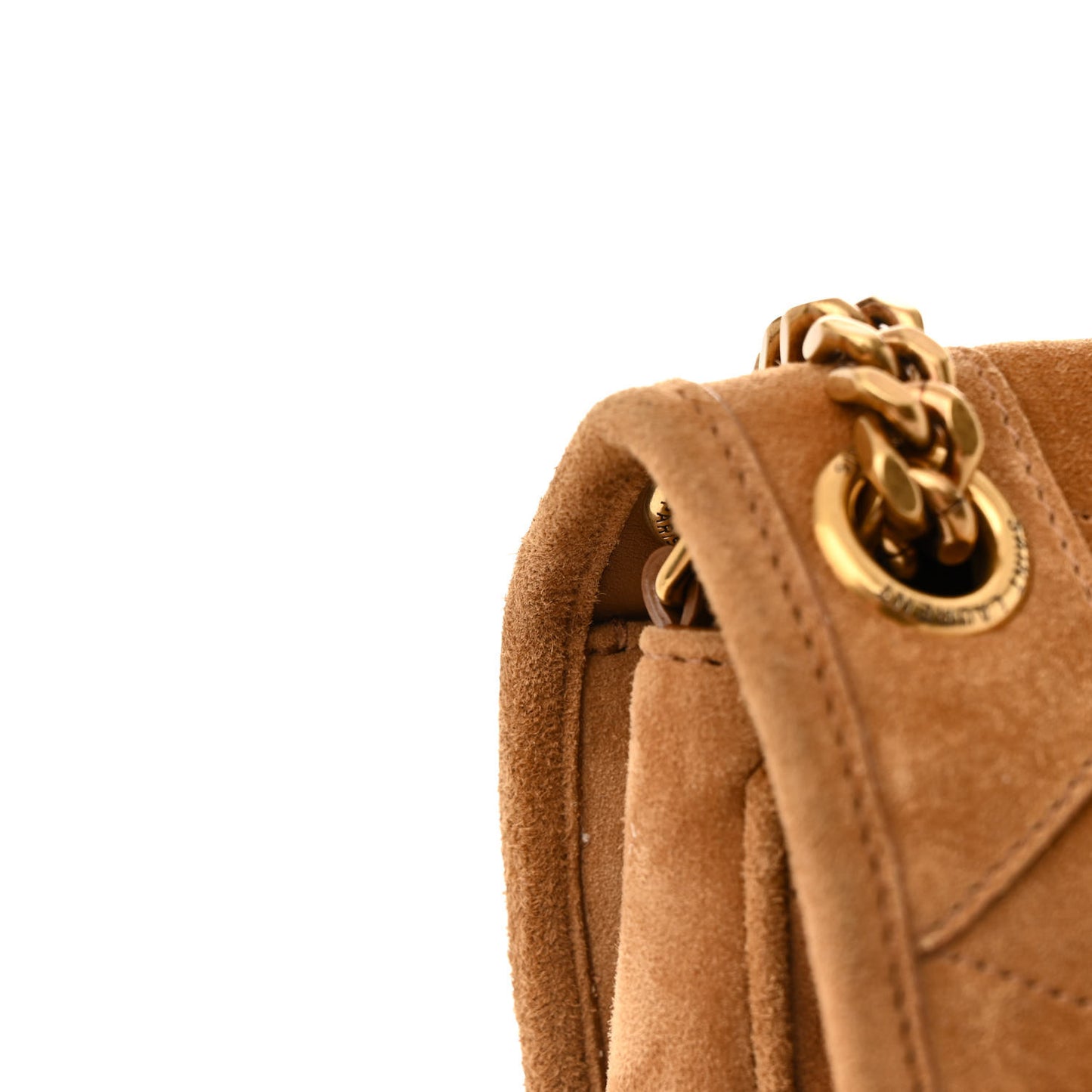 Suede Monogram Medium Niki Chain Satchel Cinnamon