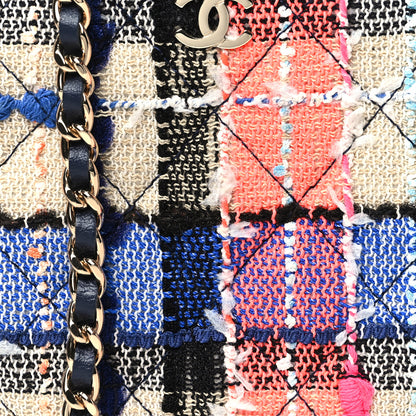 Chanel Tweed Quilted Round Clutch With Chain Blue Orange Multicolor 8 of 10