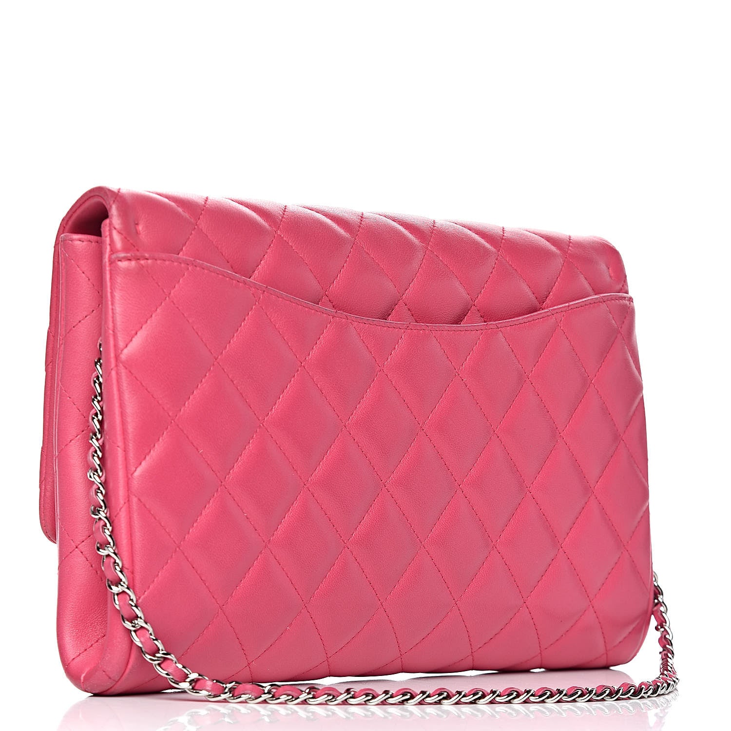 Chanel Lambskin Quilted Clutch With Chain Flap Pink 3 of 18