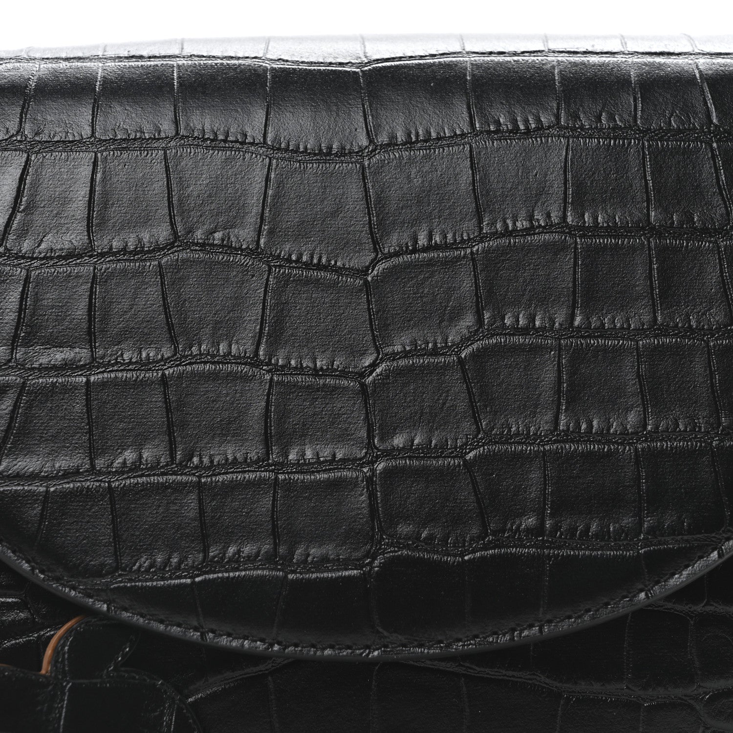 Stella McCartney Embossed Crocodile Effect Medium Frayme Flap Shoulder Bag Black 7 of 9