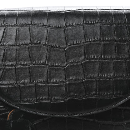 Stella McCartney Embossed Crocodile Effect Medium Frayme Flap Shoulder Bag Black 7 of 9