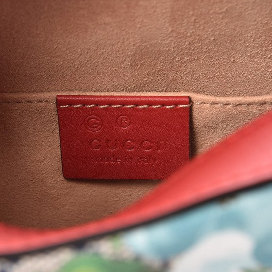 Gucci GG Supreme Monogram Blooms Mini Chain Shoulder Bag Beige Blue Navy Hibiscus Red 6 of 7
