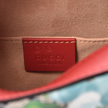 Gucci GG Supreme Monogram Blooms Mini Chain Shoulder Bag Beige Blue Navy Hibiscus Red 6 of 7