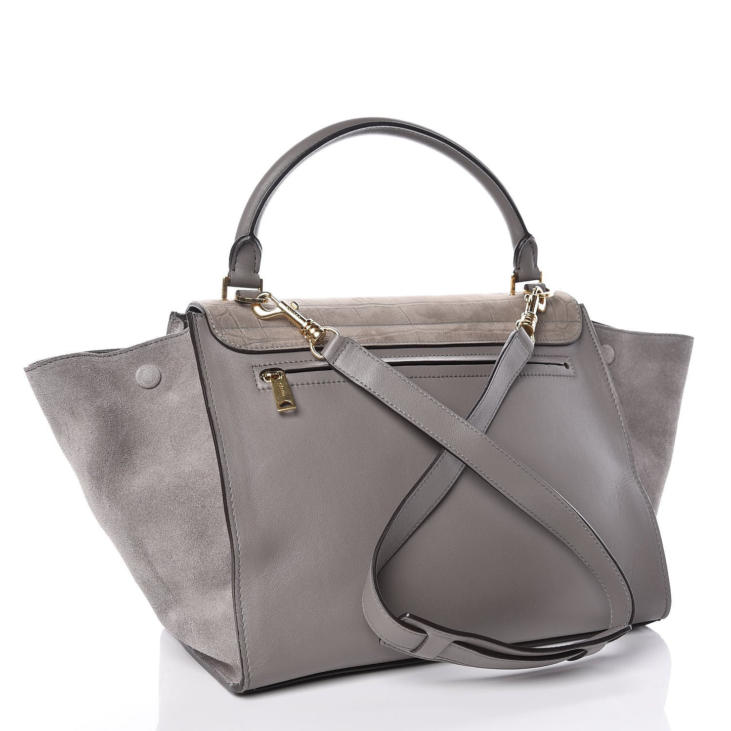 Crocodile Embossed Nubuck Medium Trapeze Grey