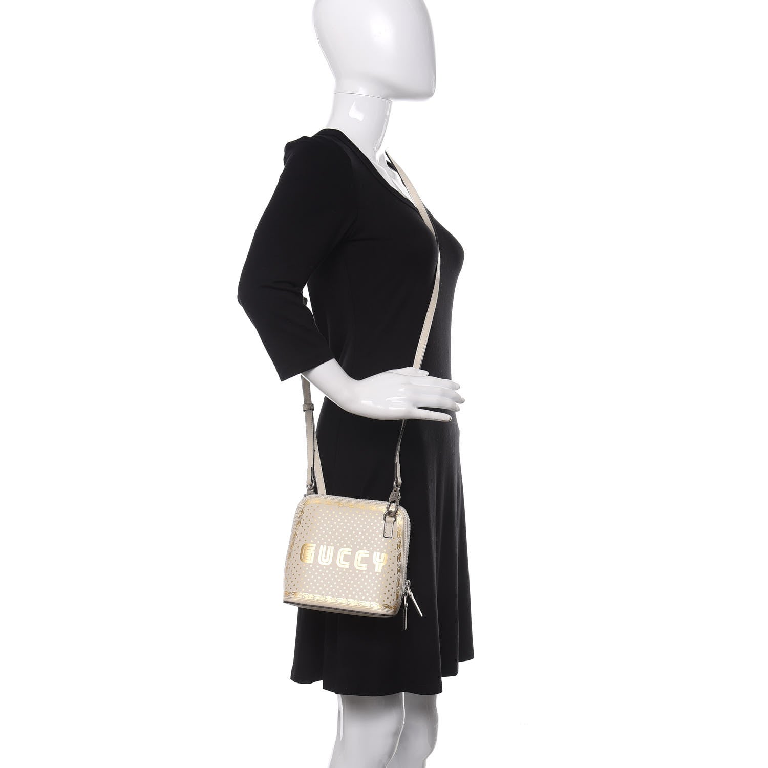 Gucci X SEGA Calfskin GUCCY Stars Mini Dome Shoulder Bag Mystic White Gold 2 of 11
