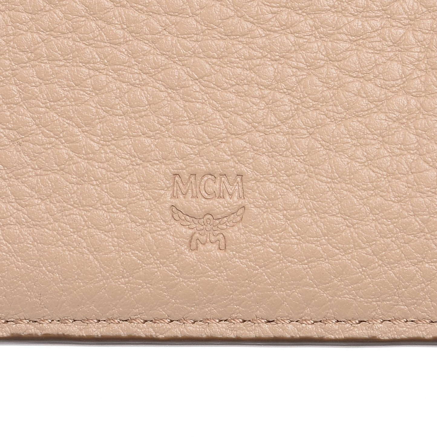 Calfskin Signature Monogram Klara Two Fold Wallet Beige