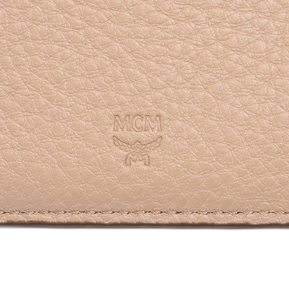 MCM Calfskin Signature Monogram Klara Two Fold Wallet Beige 6 of 7