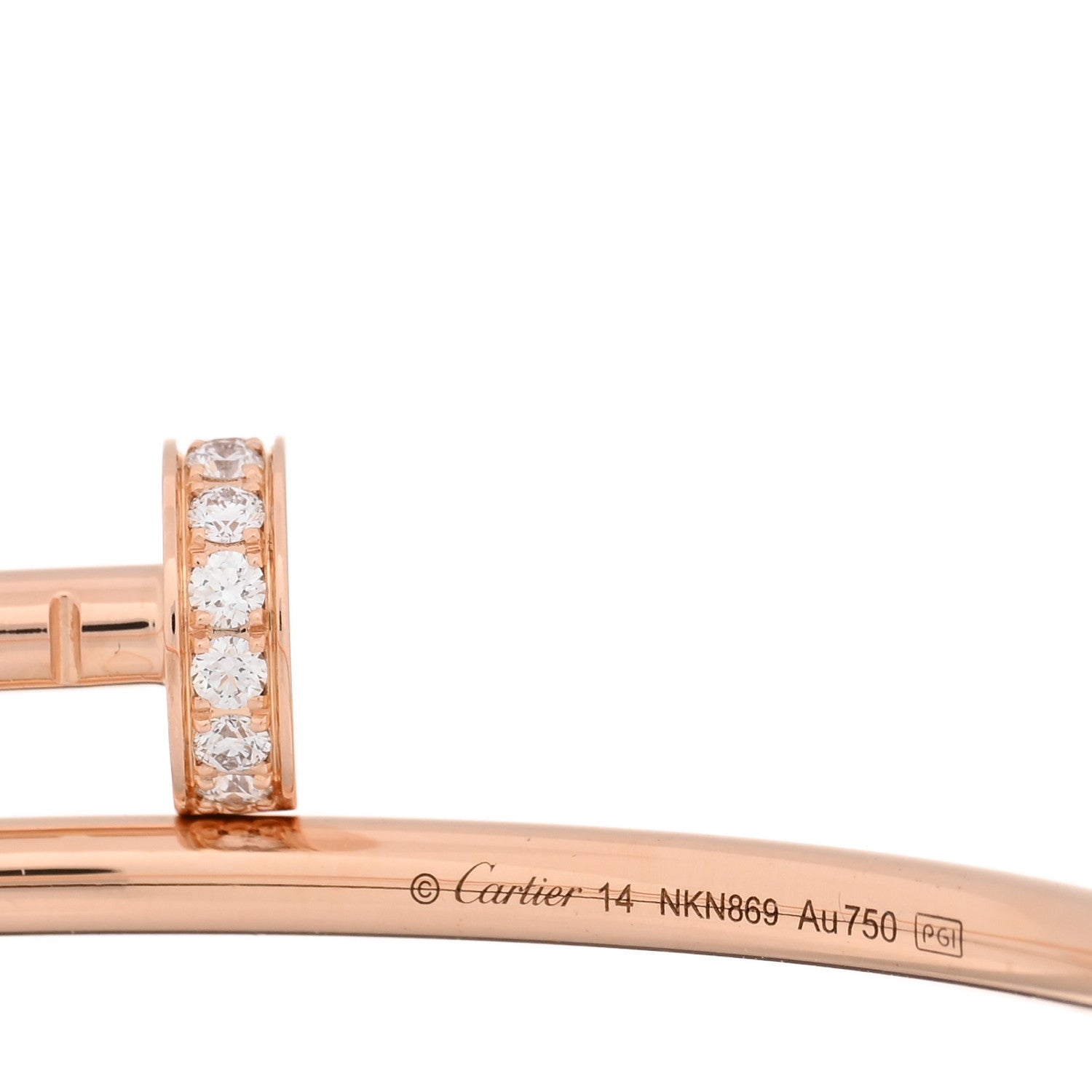 Cartier 18K Pink Gold Diamond Small Juste Un Clou Bracelet 14 3 of 5