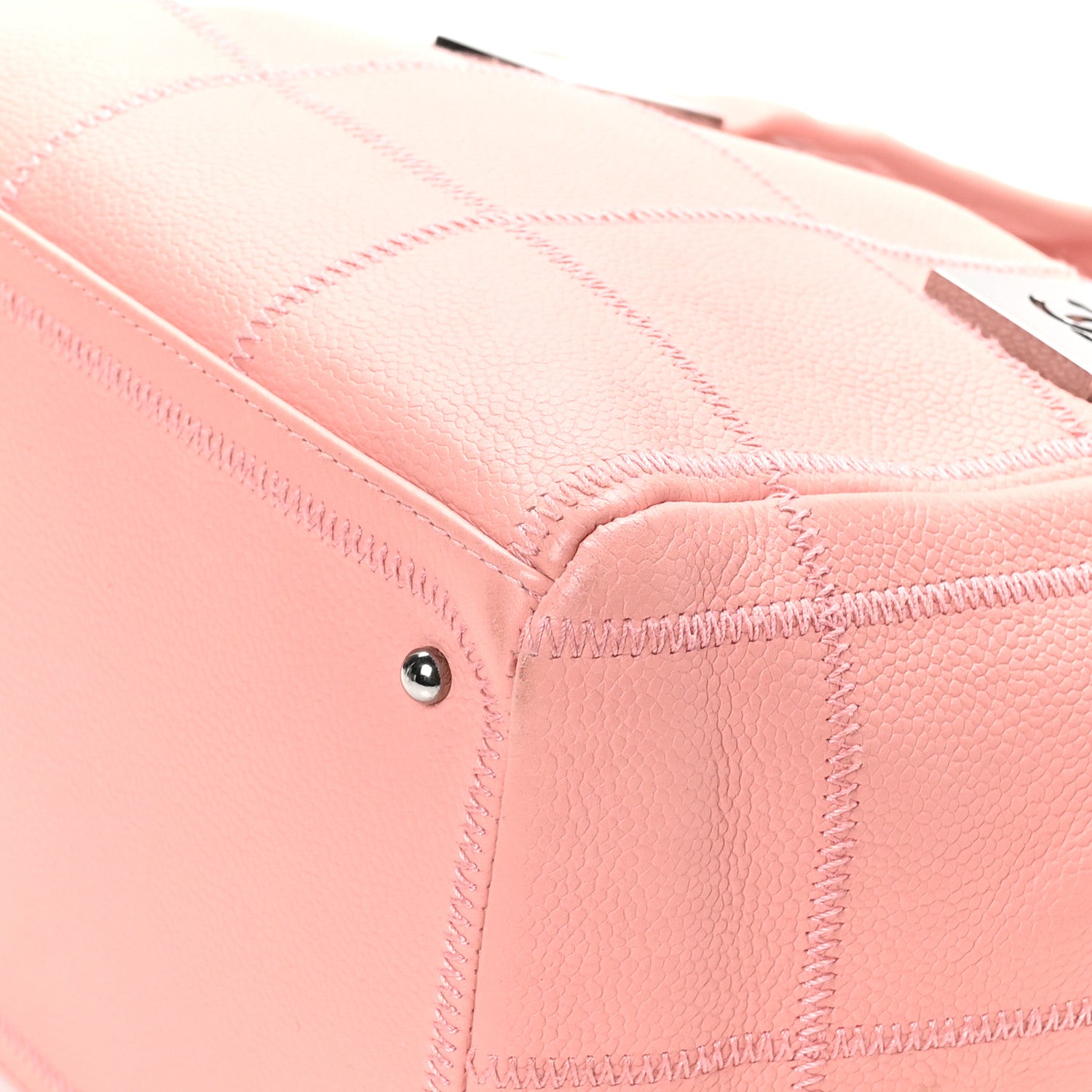 Chanel Caviar Square Stitched Bowler Pink 10 of 13