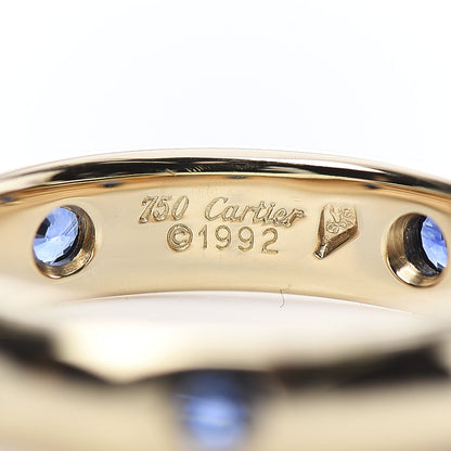 Cartier 18K Yellow Gold Blue Sapphire 4mm Wedding Band Ring 48 4.5 4 of 5