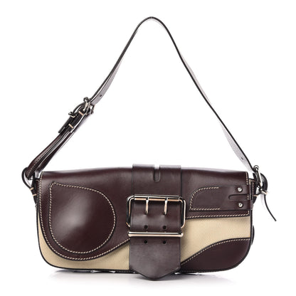 Fendi Canvas Calfskin Flap Bag Panna Caffe 1 of 9