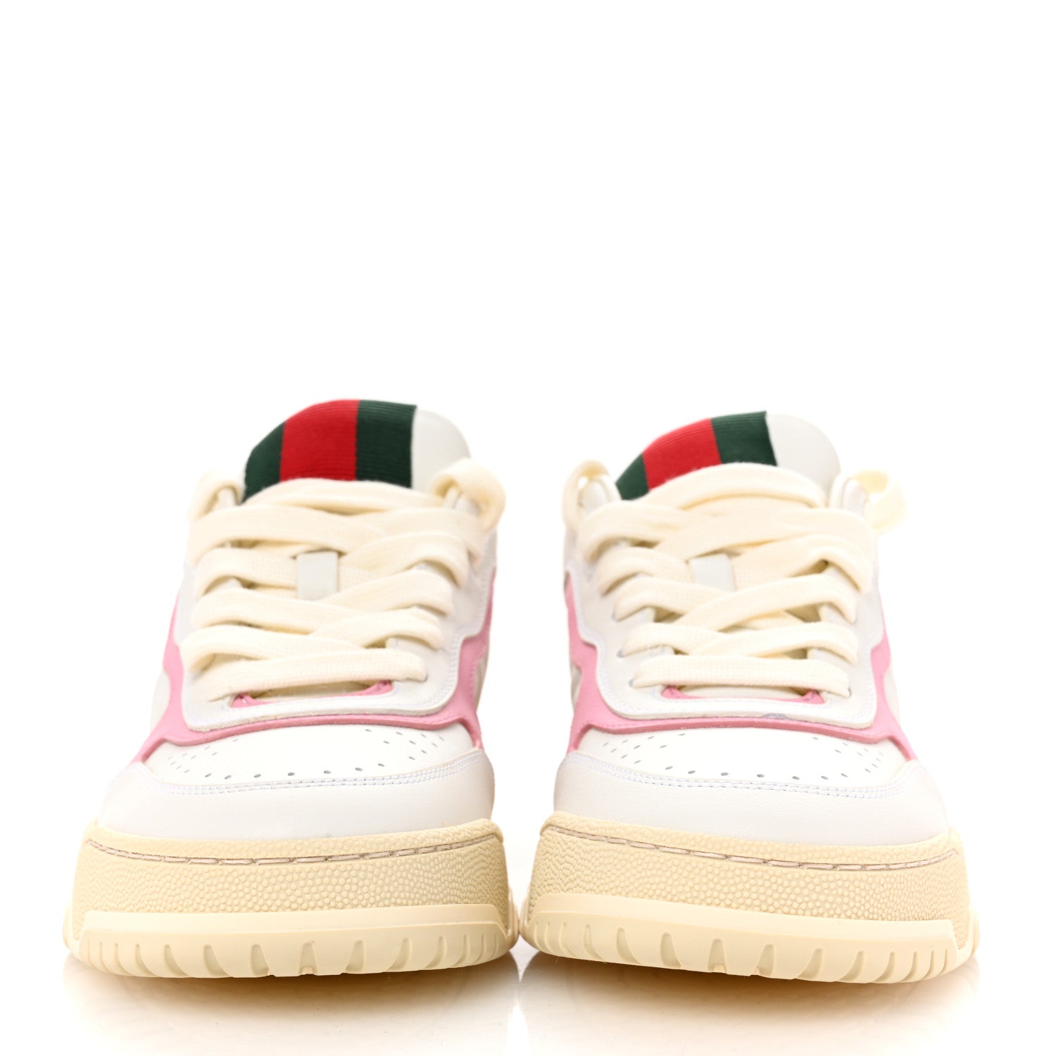 Gucci Calfskin Womens Re-Web Sneakers 37 White Pink 3 of 10