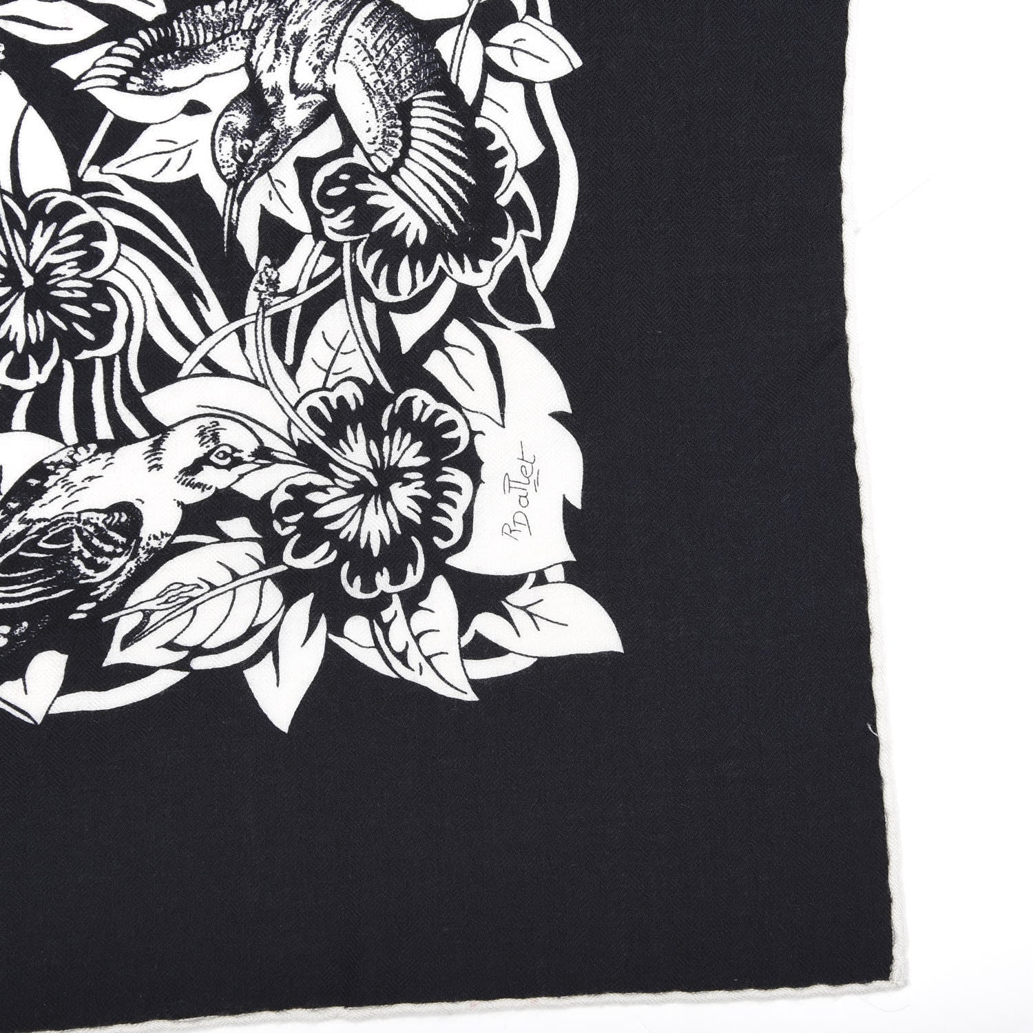 Hermes Cashmere Silk Jungle Love Tattoo Shawl 140 Bleu Black White 3 of 5
