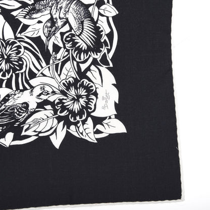 Hermes Cashmere Silk Jungle Love Tattoo Shawl 140 Bleu Black White 3 of 5