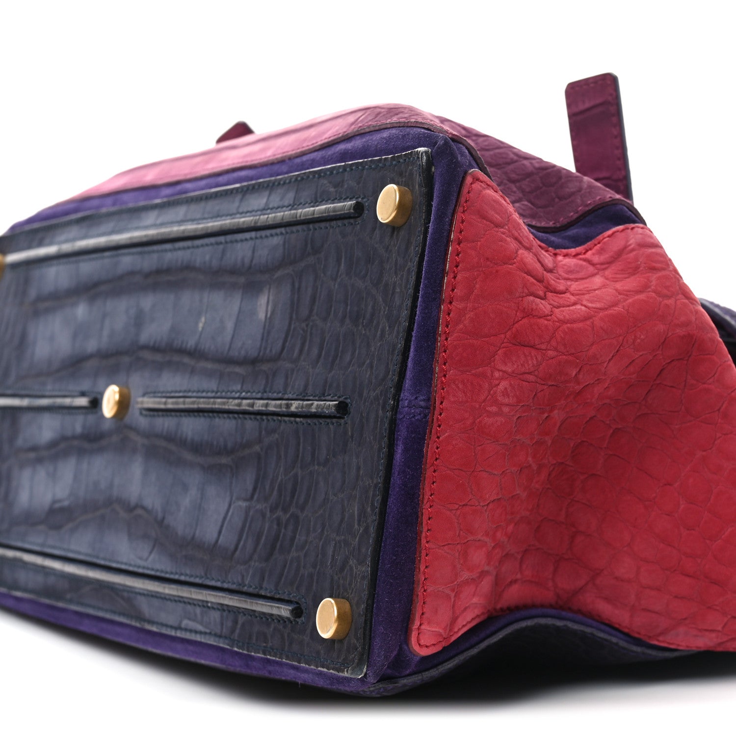 Saint Laurent Nubuck Crocodile Embossed Large Muse Two Purple Pink 10 of 11