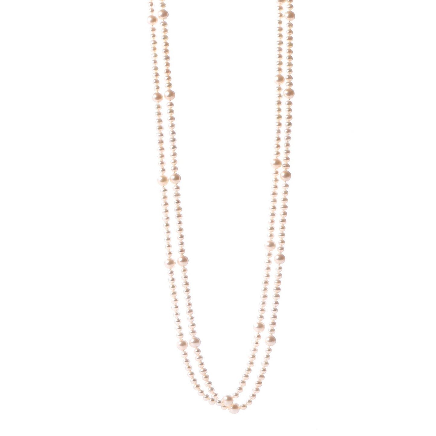Sterling Silver Freshwater Pearl 5-8mm Ziegfeld Necklace 87"