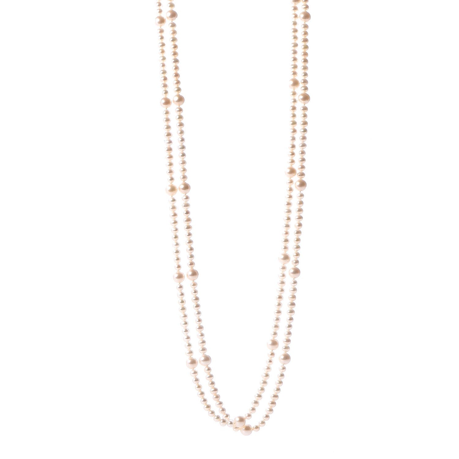 Tiffany Sterling Silver Freshwater Pearl 5-8mm Ziegfeld Necklace 87" 1 of 9