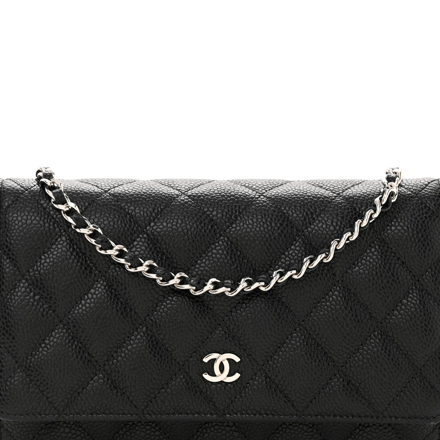 Caviar Quilted Wallet on Chain WOC Black