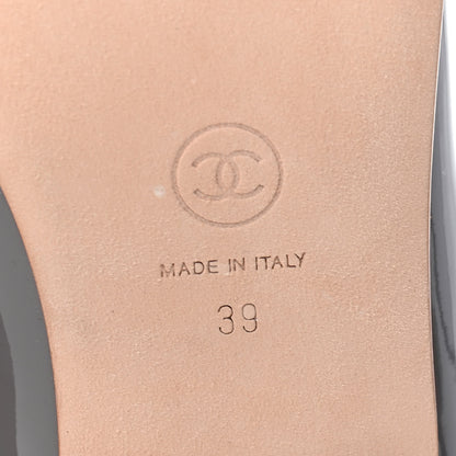 Chanel Patent Calfskin CC Cap Toe Ballerina Flats 39 Dark Grey 7 of 8