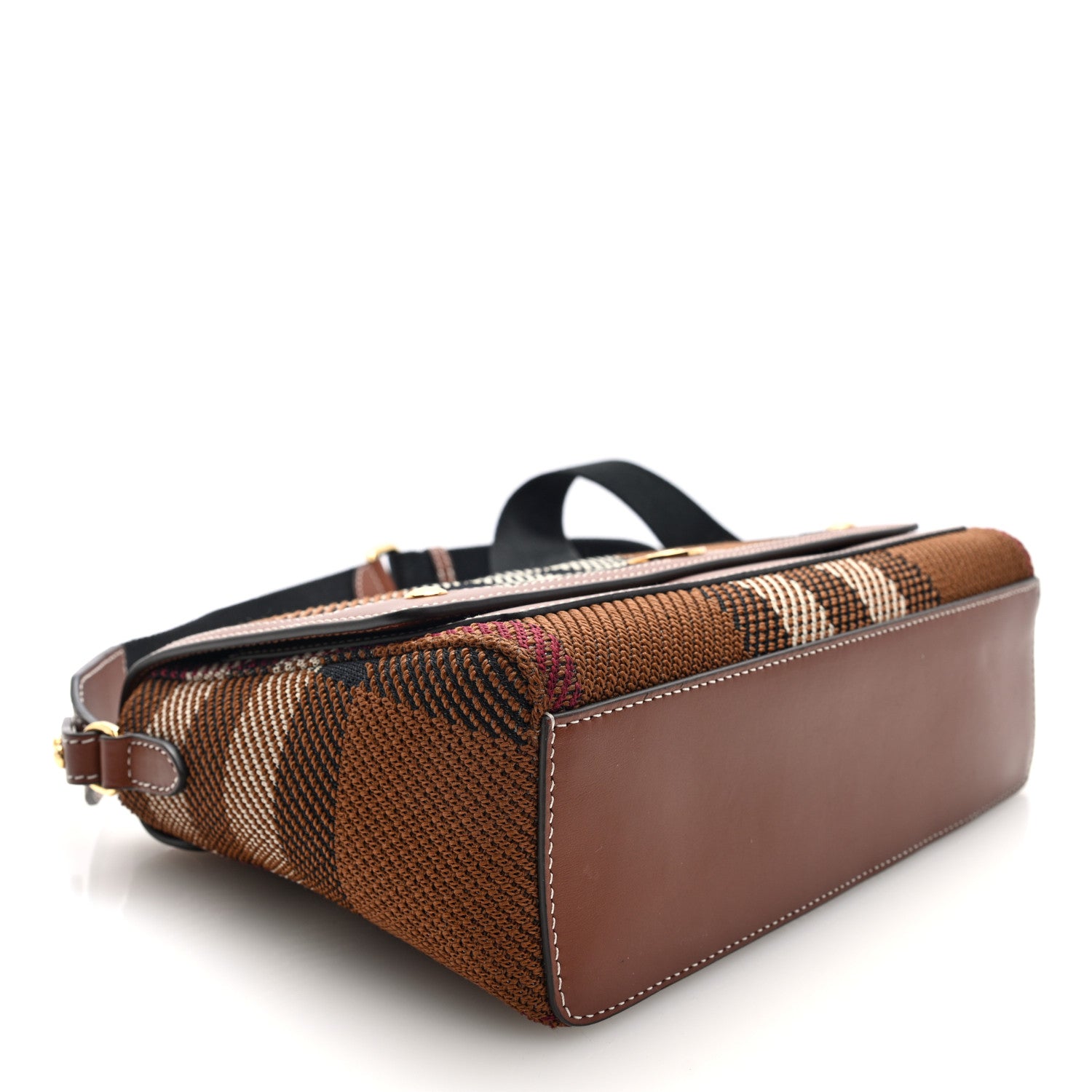 Burberry Calfskin Exaggerated Check Note Crossbody Bag Dark Birch Brown 4 of 9